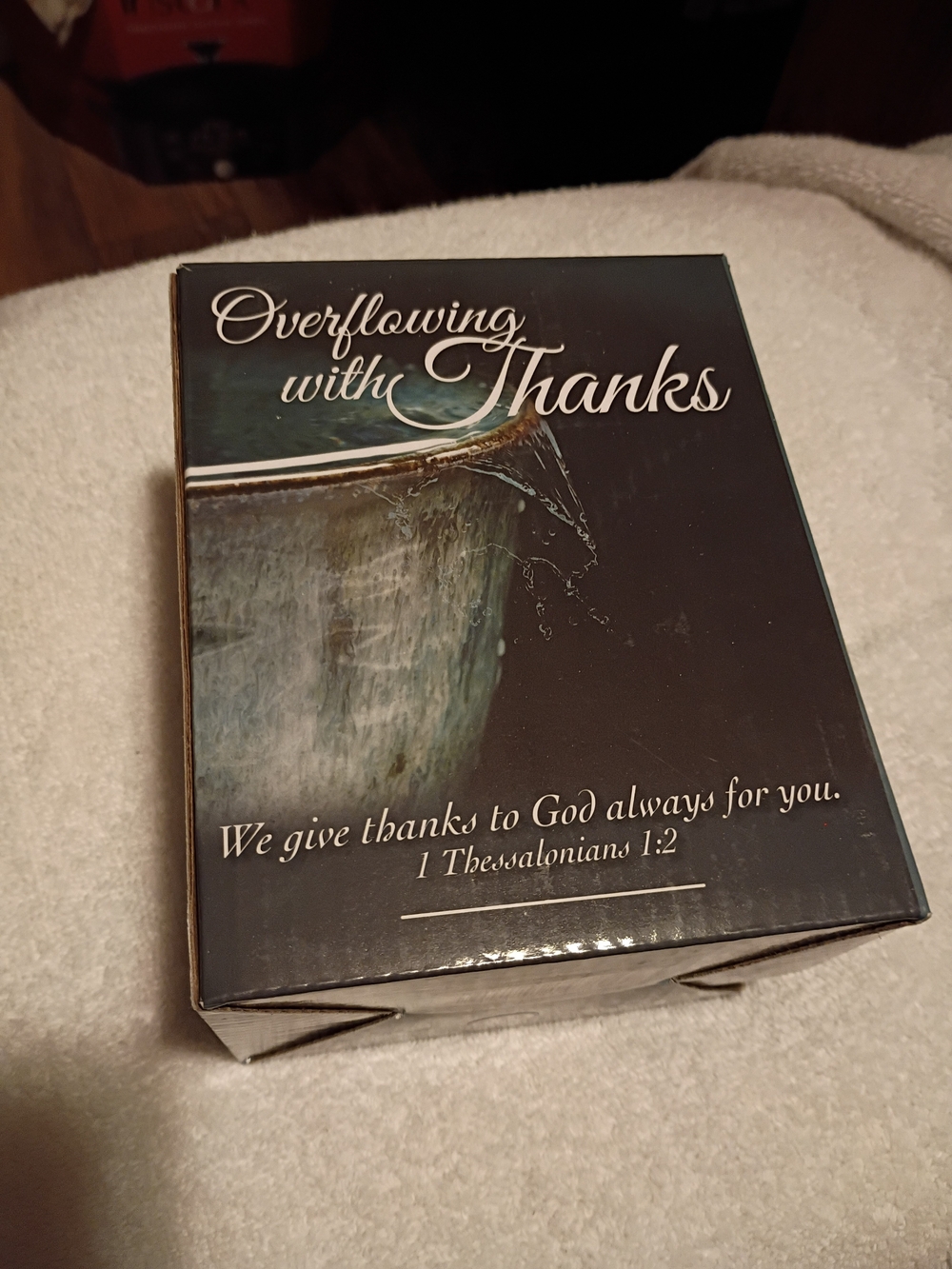 Overflowing with Thanks Decorative Gift Box - Navy Blue